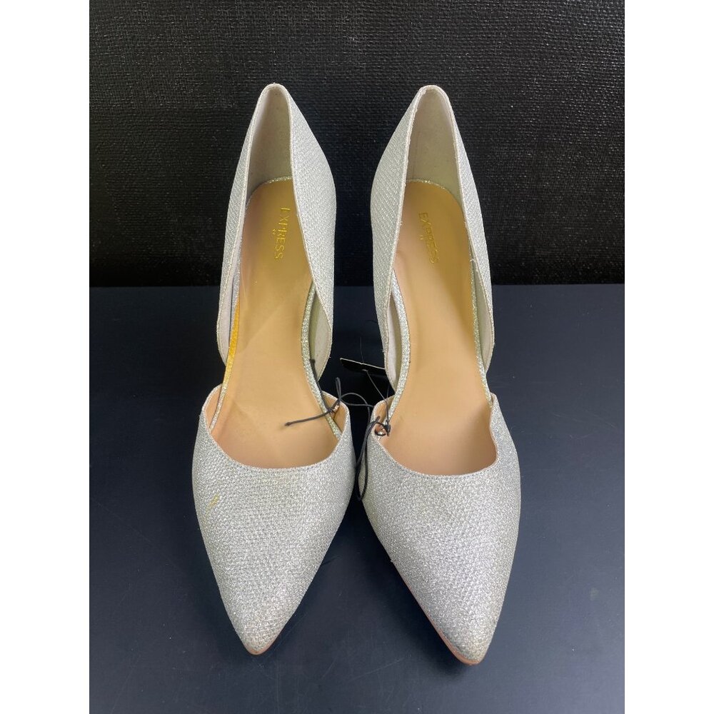 Express Women's Silver Glitter Shoes/Heels 4.5" Size 10 SKU 3271